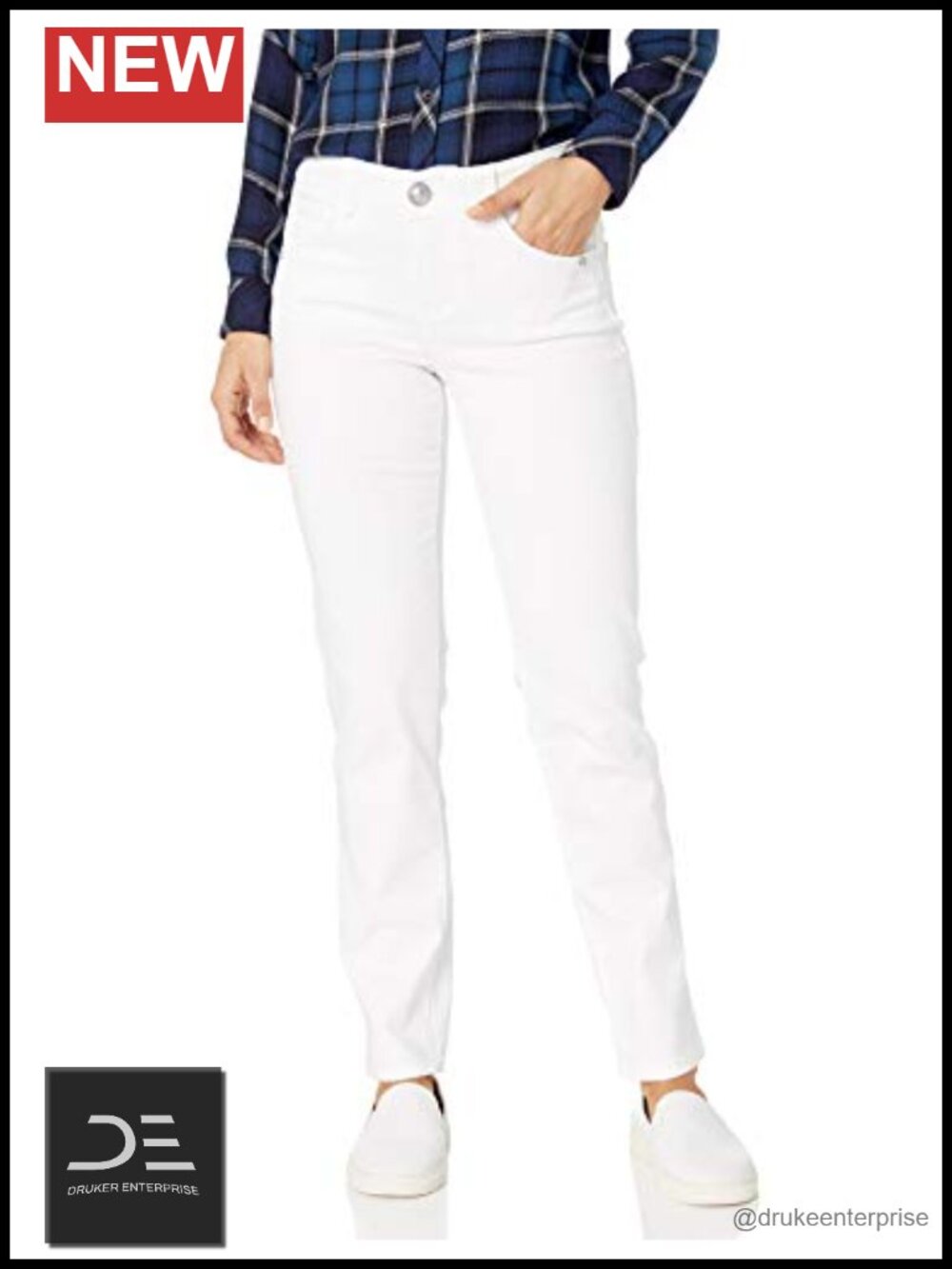 Women's Plus Size Ab Solution Straight Leg Jeans - High Stretch Denim, Mid Rise